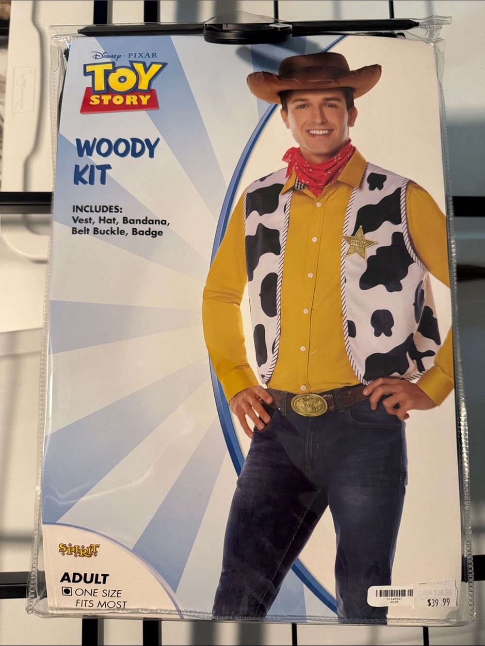 Adult Disney Toy Story Woody Costume Kit - Yellow Vest & Accessories